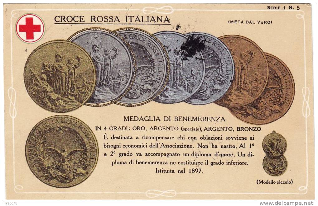 CROCE ROSSA ITALIANA  / Medaglia Di Benemerenza Serie 1/5 - Viaggiata 17.3.1922 - Red Cross