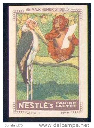 Image Chocolat Nestlé Animaux Humoristiques Série I # 5 Héron Singe Monkey Reiher - Nestlé