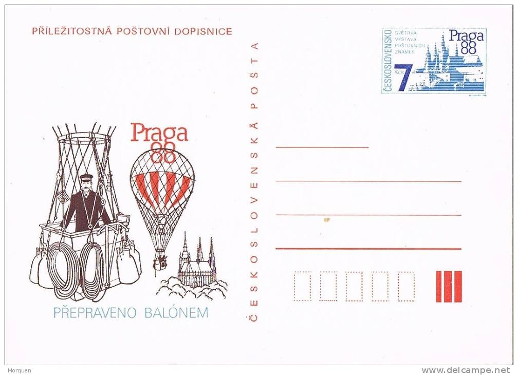 Entero Postal PRAHA 1988. Globus, Globo, Ballon Monté - Ansichtskarten