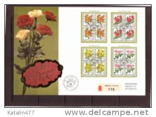 Switzerland, Pro Juventute1977,Roses,,4-er Blocks,  Special Edition, FDC, - Cartas & Documentos