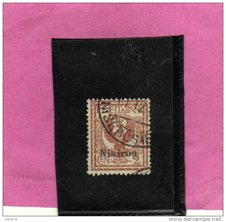 COLONIE ITALIANE EGEO 1912 NISIRO (NISIROS) SOPRASTAMPATO D´ITALIA ITALY OVERPRINTED CENT 2 CENTESIMI USATO USED - Egée (Nisiro)