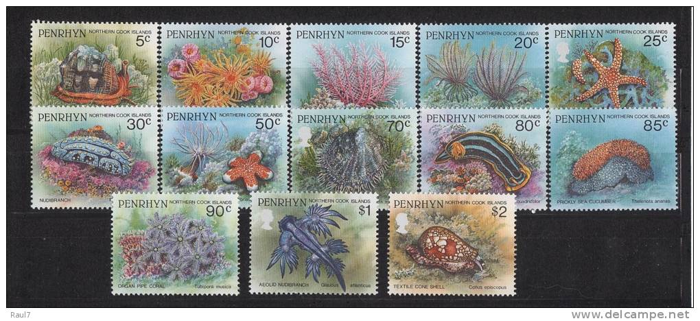 PENRHYN (Cook Islands)  - Faune Marine - 13v NEUF *** (MNH) Magnifique Série D'usage Courent. - Penrhyn