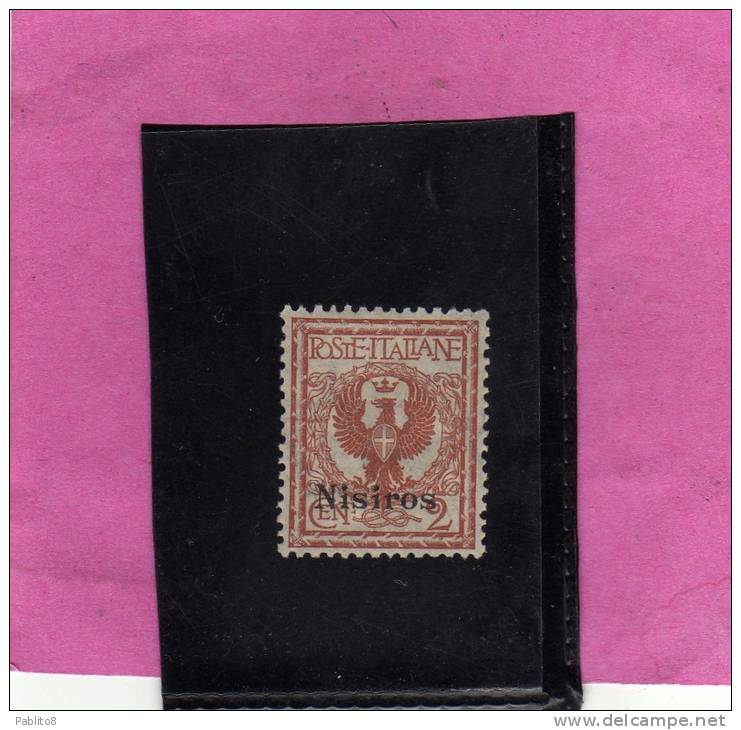 COLONIE ITALIANE EGEO 1912 NISIRO (NISIROS) SOPRASTAMPATO D'ITALIA ITALY OVERPRINTED CENT 2 MNH OTTIMA CENTRATURA - Egeo (Nisiro)