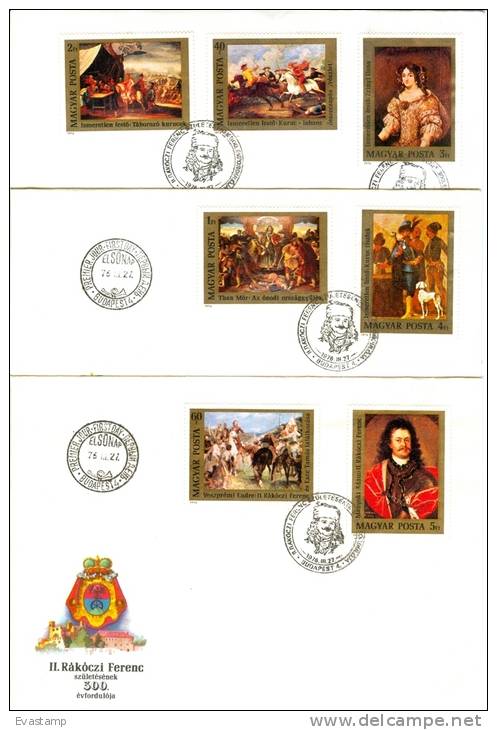 HUNGARY - 1976.FDC Set - Paintings - Francis II. Rakoczy - FDC