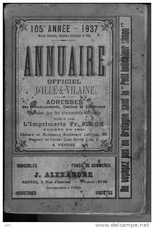 35/ ILLE Et VILAINE..LISTE Des COMMERCES De 1937 De BAZOUGES Sous HEDE - Collections