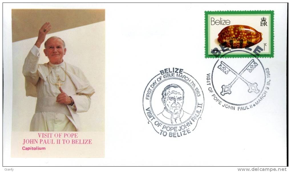 VIAGGIO PAPA G PAOLO II BELIZE 1983 FDC CAPITOLIUM - Belize (1973-...)