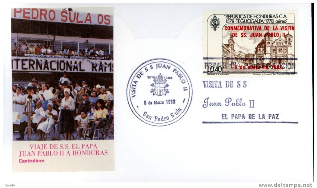 VIAGGIO PAPA G PAOLO II HONDURAS 1983 FDC CAPITOLIUM - Honduras