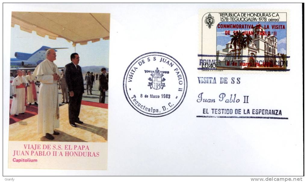 VIAGGIO PAPA G PAOLO II HONDURAS 1983 FDC CAPITOLIUM - Honduras