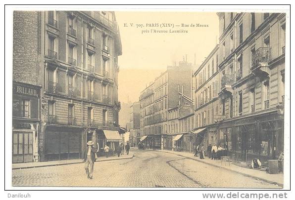 75 // PARIS / XIX ème / Rue De Meaux Près L'Avenue Laumière   EV 707 / Publicité Crème Franco Russe Au Verso - Arrondissement: 19