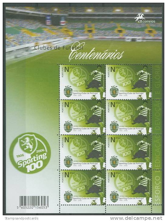 Portugal SPORTING Club De Football Clubs Centenaires 2005 Feuillet ** Soccer Sporting Sheetlet ** - Unused Stamps