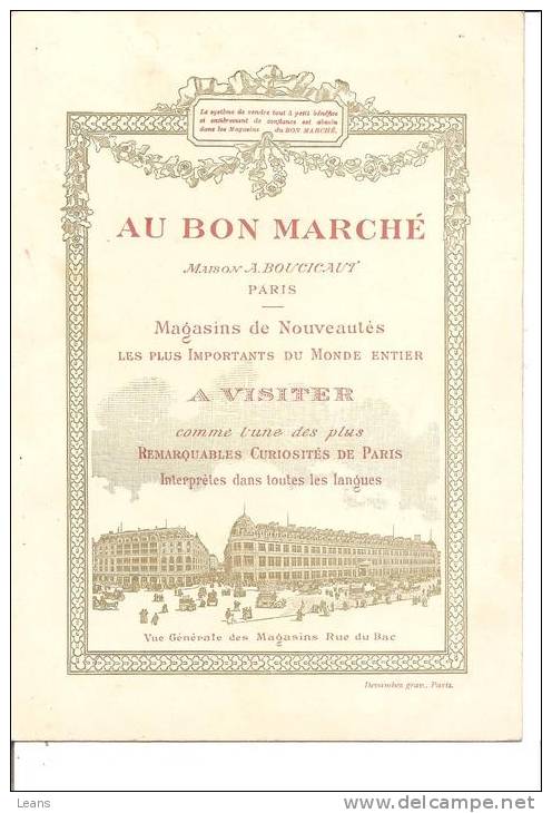 AU BON MARCHE    "la Marchande à La Toilette " Illustrateur LELOIR - Au Bon Marché