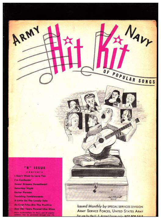 MILITARIA  U S ARMY V Disc 356 B Partitions HIT KIT   Of Popular Songs ARMY Navy  1944 - Documents