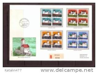 Switzerland, Pro Patria,1977. Castles, In 4-er Blocks, Special Edition FDC, - Lettres & Documents