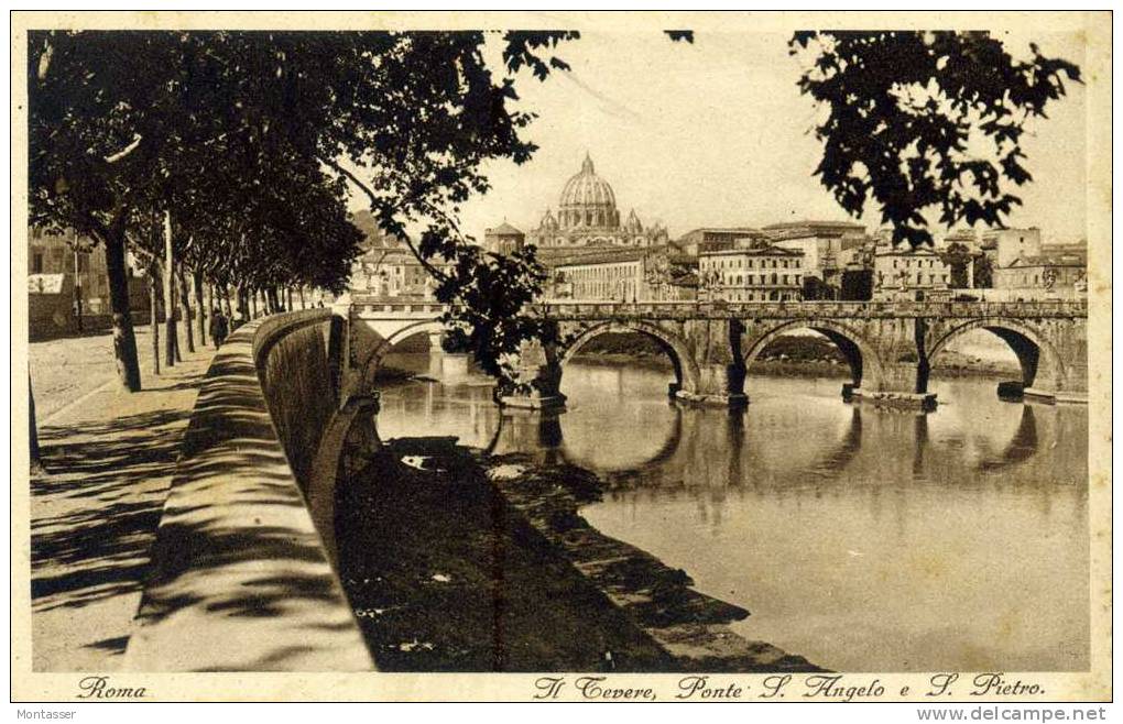 ROMA. Ponte Sant' Angelo. Il Tevere. Non Vg. Anni '30. - Brücken