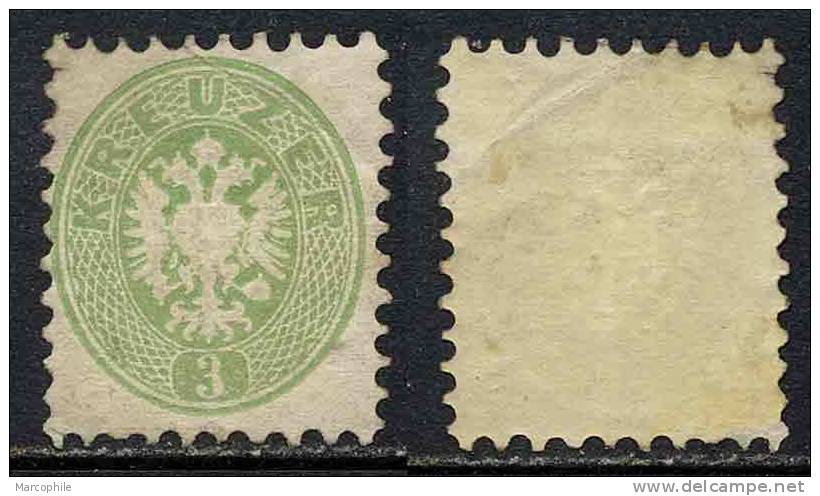 AUTRICHE / 1863 # 28 - 3 K. VERT * / COTE 250.00 EURO (T798) - Ongebruikt