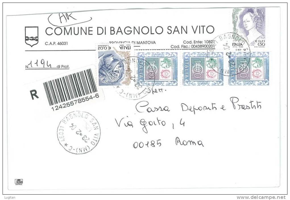 BAGNOLO SAN VITO CAP 46031 PROV. MANTOVA  ANNO 2004 - MN - R - LOMBARDIA  -TEMATICA COMUNI D'ITALIA - STORIA POSTALE - Macchine Per Obliterare (EMA)