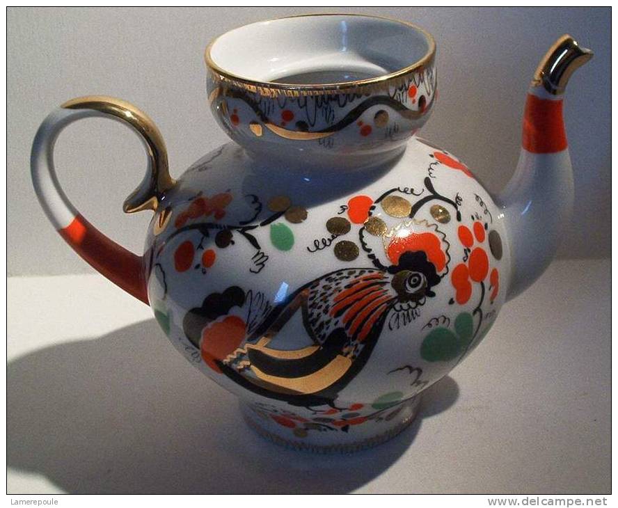 Lomonosov Theepot + Haan - Théière Au Coq - Rooster  Teapot - Hahn (DI130) - Lomonosov (RUS)