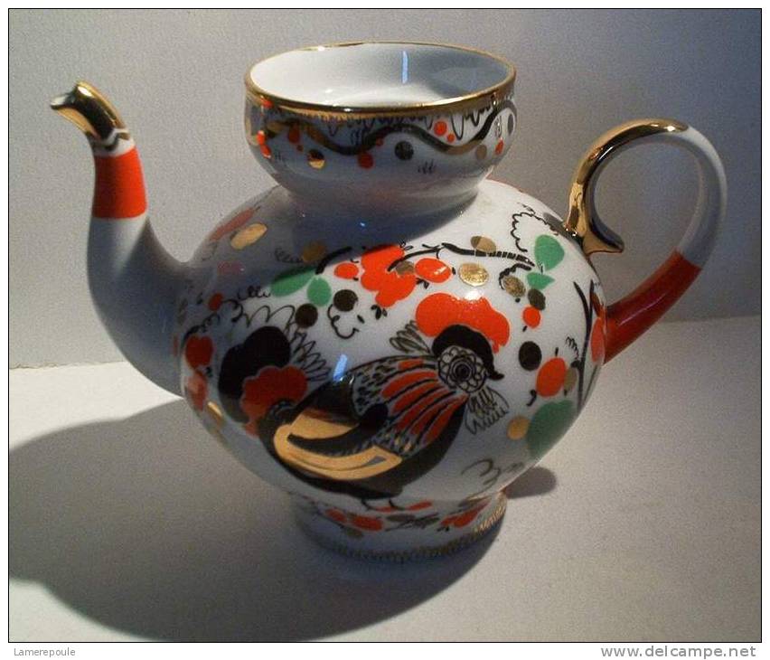 Lomonosov Theepot + Haan - Théière Au Coq - Rooster  Teapot - Hahn (DI130) - Lomonosov (RUS)