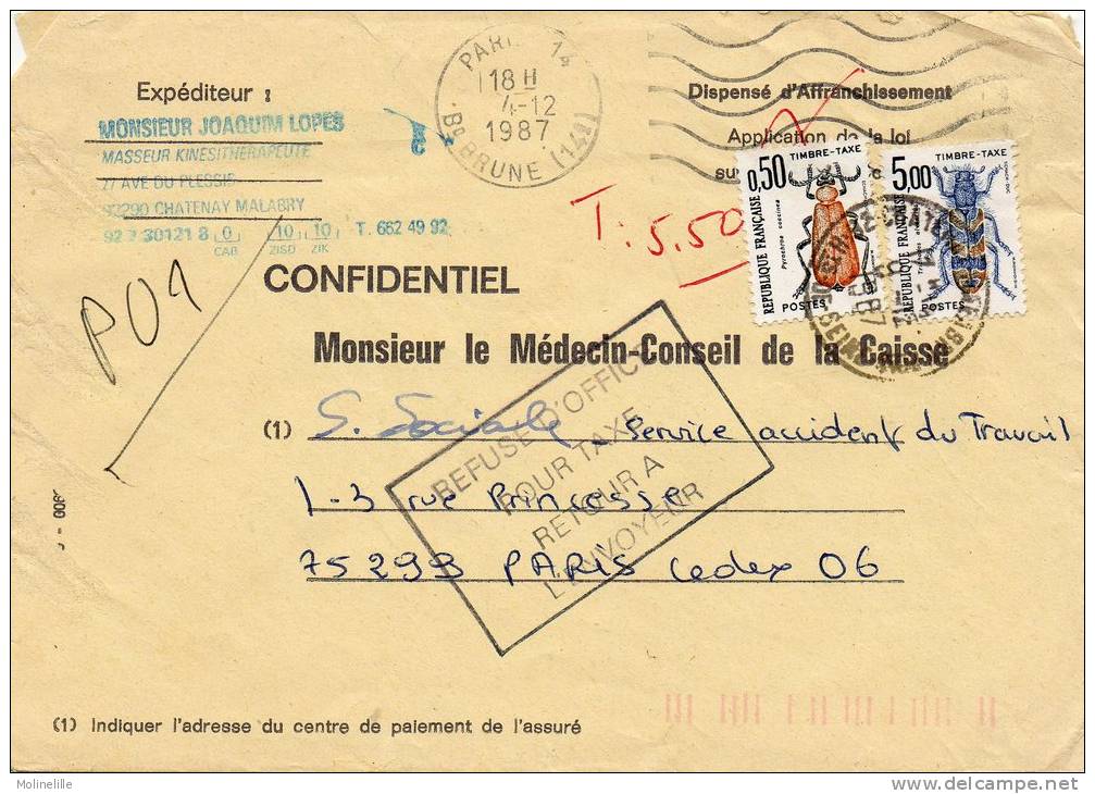 LOT 246 : FRANCE - TIMBRES TAXE SUR ENVELOPPE - 1960-.... Oblitérés