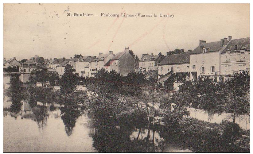 36 SAINT GAULTIER  Le Faubourg  LIGNAC Maisons Au Bord De La CREUSE En 1924 - Autres & Non Classés