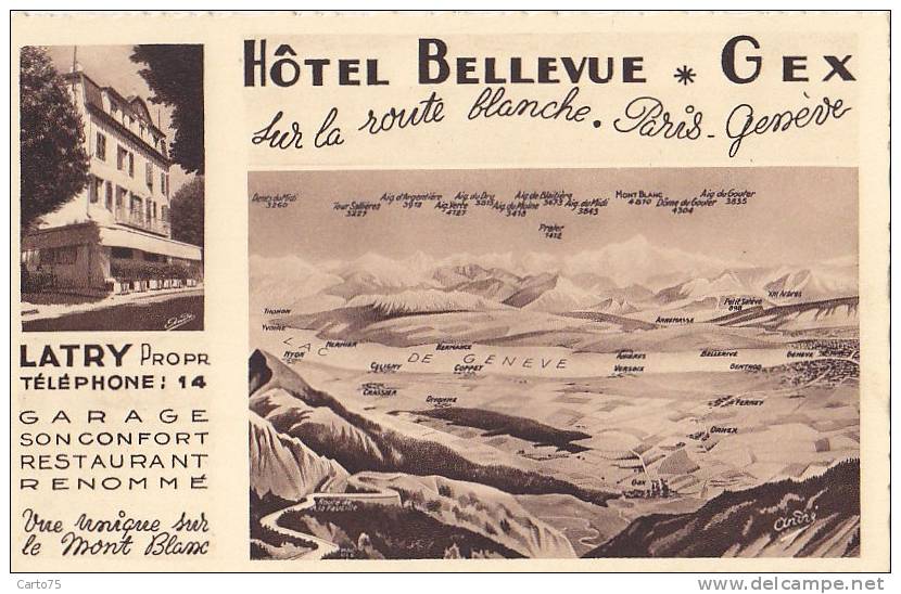 Gex 01 - Publicité Hôtel Bellevue Mont Blanc - Gex