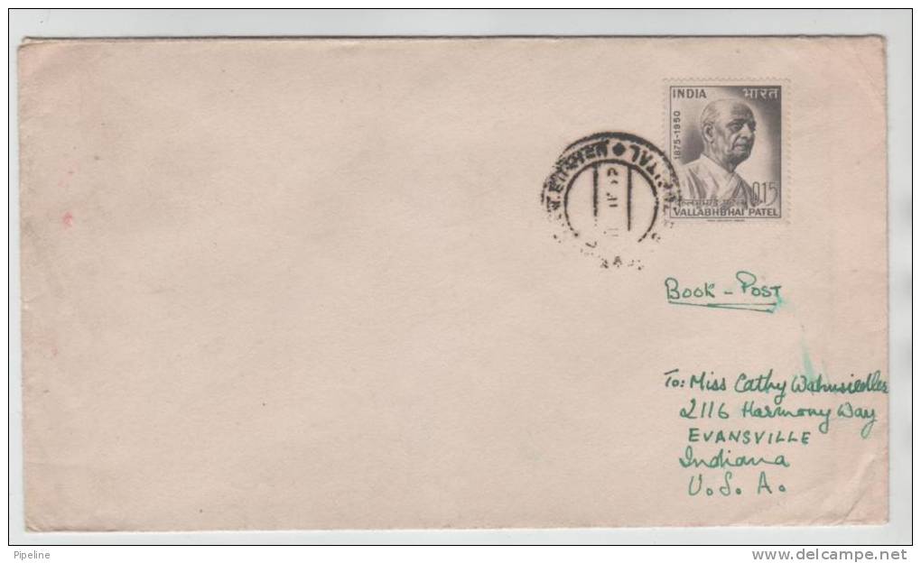 India Cover Sent To USA 1952 Single Stamped - Lettres & Documents