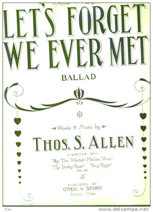 LET’S FORGET WE EVER MET - Ballata Del 1911 - Musica Popolare