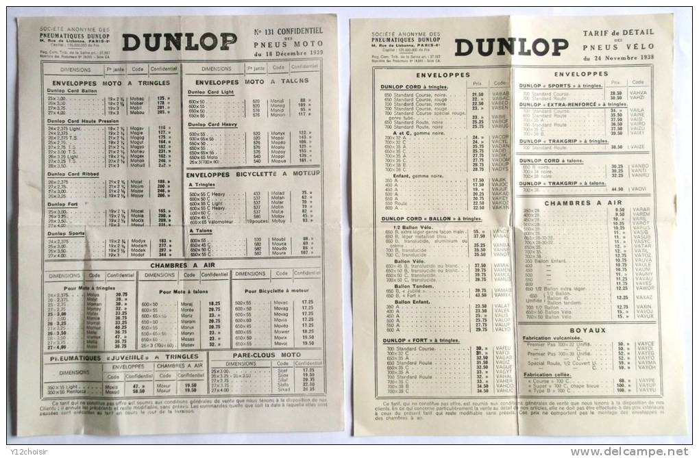 LETTRE 1939 DUNLOP MAJORATION PRIX AVEC ACCORD MINISTRE ARMEMENT NOUVEAUX TARIFS PNEUMATIQUES MONTLUCON - Matériel Et Accessoires