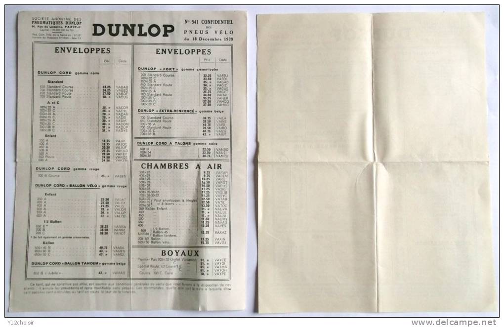 LETTRE 1939 DUNLOP MAJORATION PRIX AVEC ACCORD MINISTRE ARMEMENT NOUVEAUX TARIFS PNEUMATIQUES MONTLUCON - Supplies And Equipment