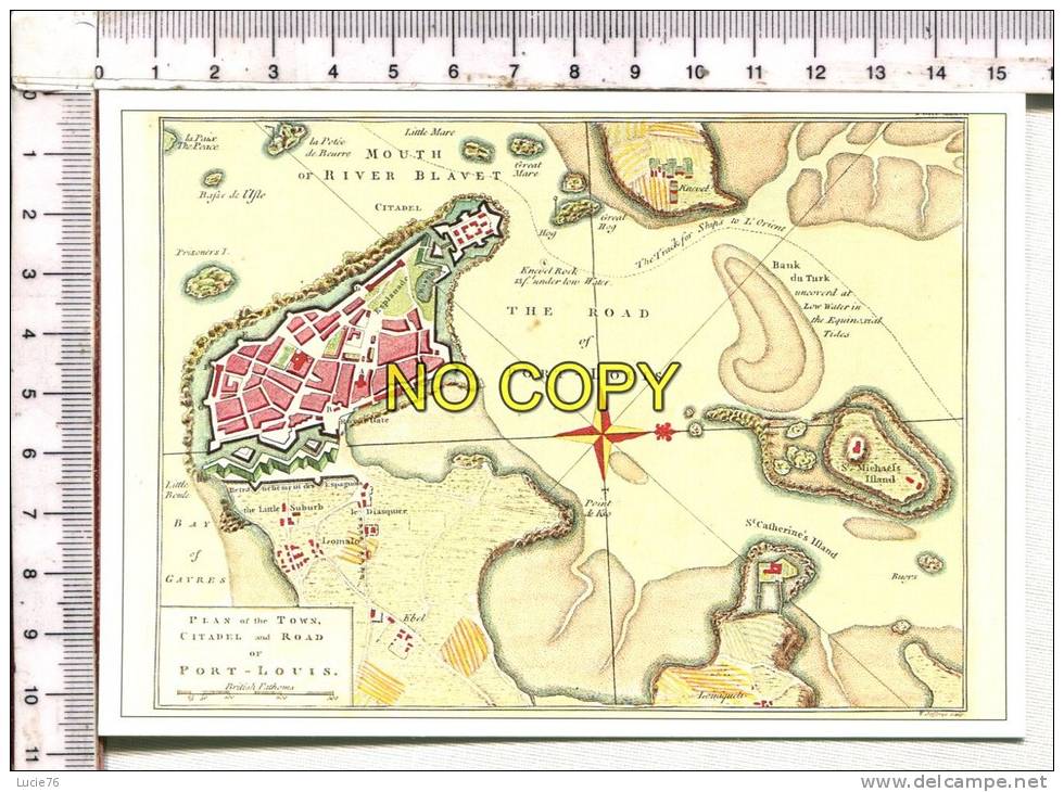 PORT LOUIS  -  Plan Anglais De La Citadelle Et De La Ville De PORT LOUIS, XVIIIè S.   D'après Archives - Port Louis