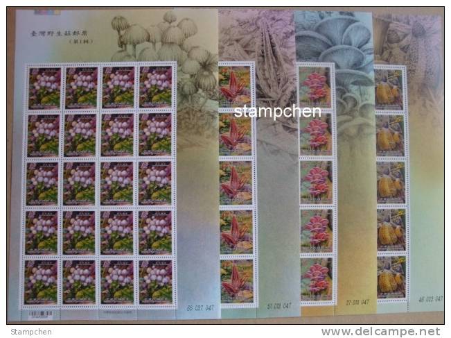 Taiwan 2010 Wild Mushrooms Stamps Sheets (I) Mushroom Fungi Flora Bamboo Edible - Blocks & Sheetlets