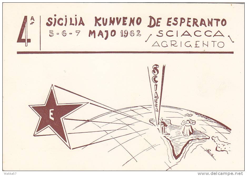 M-0912- 4° Sicilia Kunveno De Esperanto - Sciacca Agrigento Italy 1962 - Esperanto