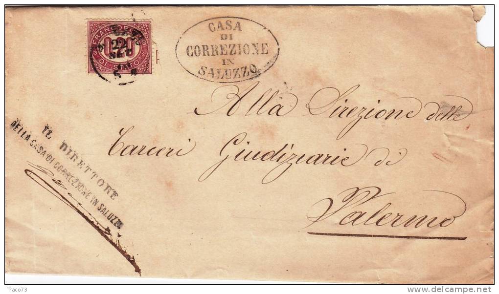 POZZUOLI  /  PALERMO - OVALE  ( Casa Di Correzione In Saluzzo ) - 28.6.1878 -Franc. Di Stato Cent. 20 Isolato - Ungebraucht