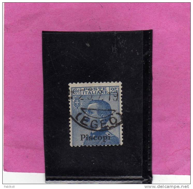 EGEO 1912 PISCOPI  25 C TIMBRATO - Aegean (Piscopi)