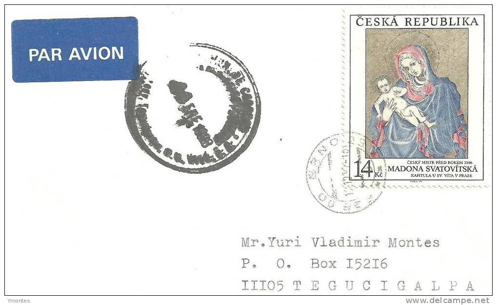 Cover  Czech Republic To Honduras 1998 ( Painting Stamp) - Briefe U. Dokumente