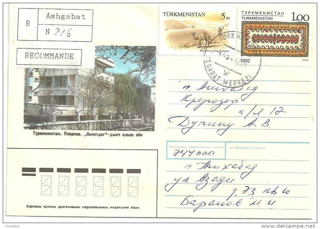 Registered Cover Turkmenistan 1997 ( Camel Stamp) - Turkmenistan