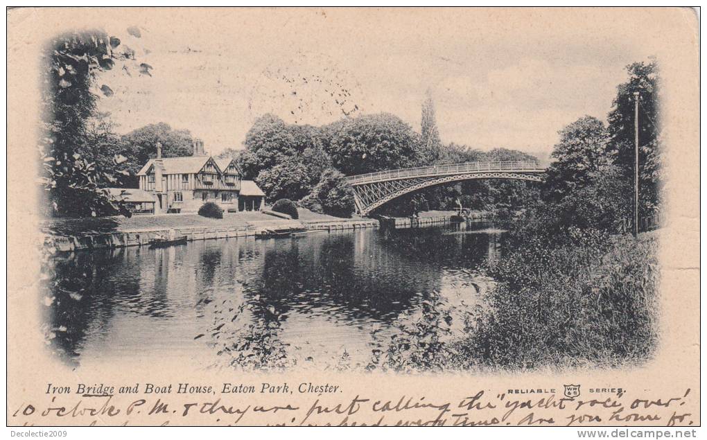 B39656 Chester Eaton Park Iron Bridge And Boat House Used Good Shape - Chester