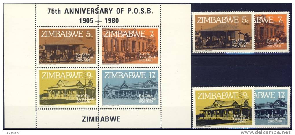 #A620. Zimbabwe 1980. Post-bank. Michel 247-50 & Block 6. MNH(**) - Zimbabwe (1980-...)