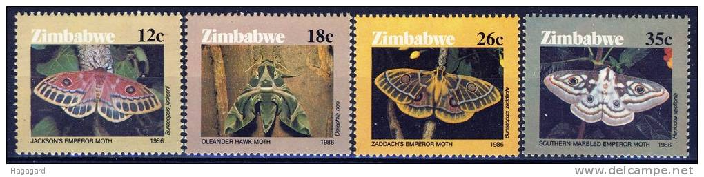 #Zimbabwe 1986. Butterflies. Michel 344-47. MNH(**) - Zimbabwe (1980-...)