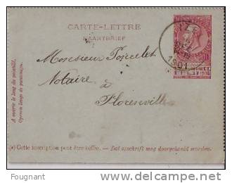 Belgique:1901:Carte-lettr E écrite De IZEL(cachet) Vers FLORENVILLE.(cachet) - Cartes-lettres