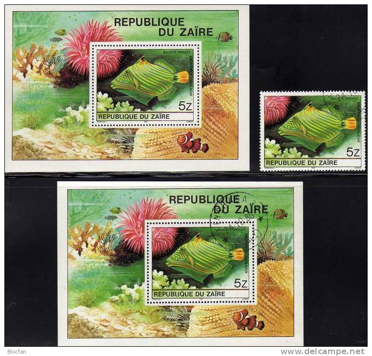 WWF Nationaler Naturschutz Tropische Fische 1980 Zaire 672, Block 38 ** Plus O 16€ Balistapus Undulatus Fish Sheet Kongo - Ongebruikt