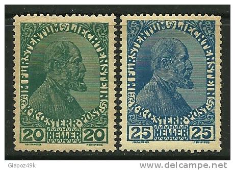 ● LIECHTENSTEIN 1917 / 18 - PRINCIPE - N. 8 / 9 *  - Cat. ? € - Lotto 432 - Ungebraucht