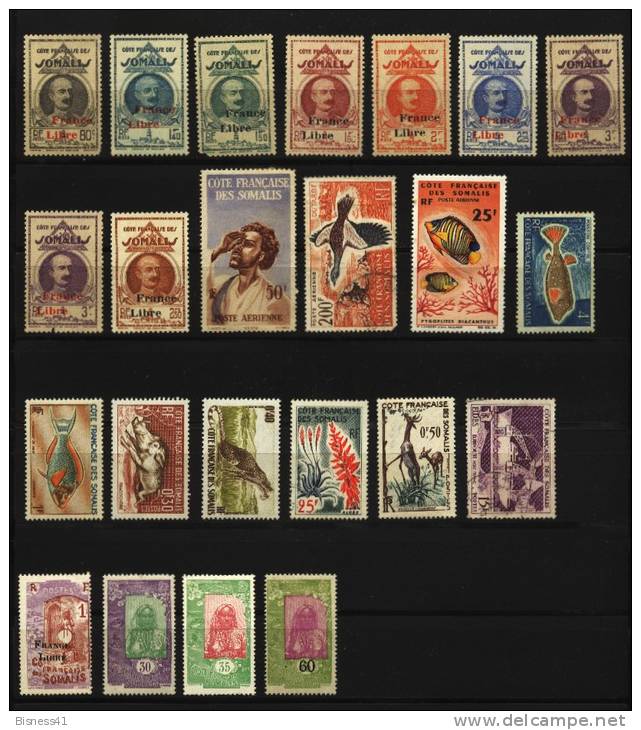 Beau Lot De 55 Timbres Des Cotes De Somalie Neuf : Cote 88,05 Euros Au Quart De Cote - Autres & Non Classés