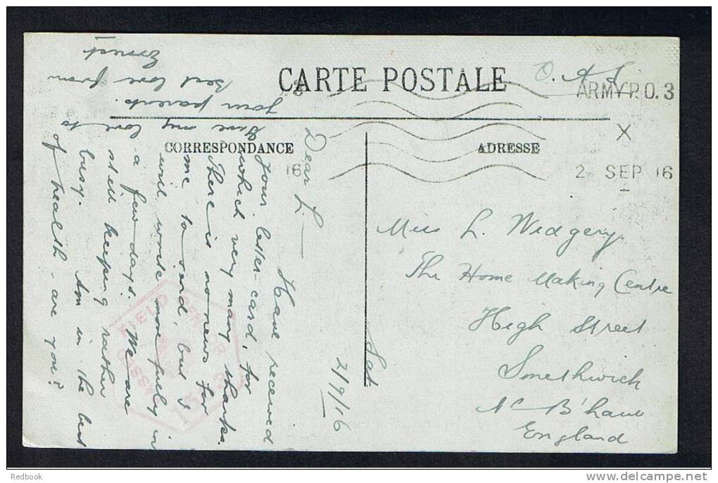 RB 790 - 1916 LL L.L. Postcard Boulogne-sur-Mer France - GB Army Post Office APO 3 Military Postmark - Nord-Pas-de-Calais