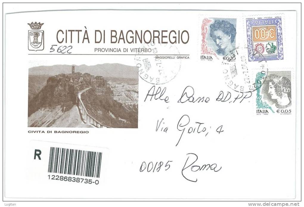 BAGNOREGIO CAP 01022 PROV. VITERBO  ANNO 2003 - VT - R - LAZIO  -TEMATICA COMUNI D'ITALIA - STORIA POSTALE - Macchine Per Obliterare (EMA)