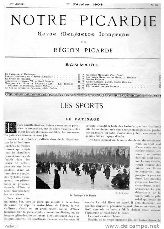 Notre Picardie 3ème Année.n°20.1er Février 1908.(sommaire En Photo).les Vieux Remparts De Roye - Picardie - Nord-Pas-de-Calais