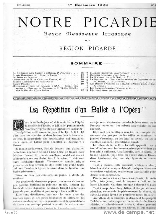 Notre Picardie 3ème Année.n° 30.1er Décemb 1908.(sommaire En Photo).vieilles Hôtelleries De Picardies. - Picardie - Nord-Pas-de-Calais