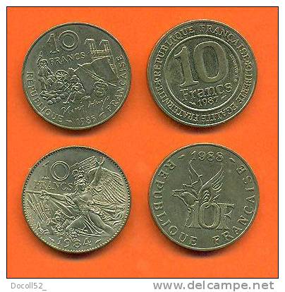 Lot De 4 Monnaies De 10 Francs Commemoratives - 1984/1985/1987/1988 - Commemoratives
