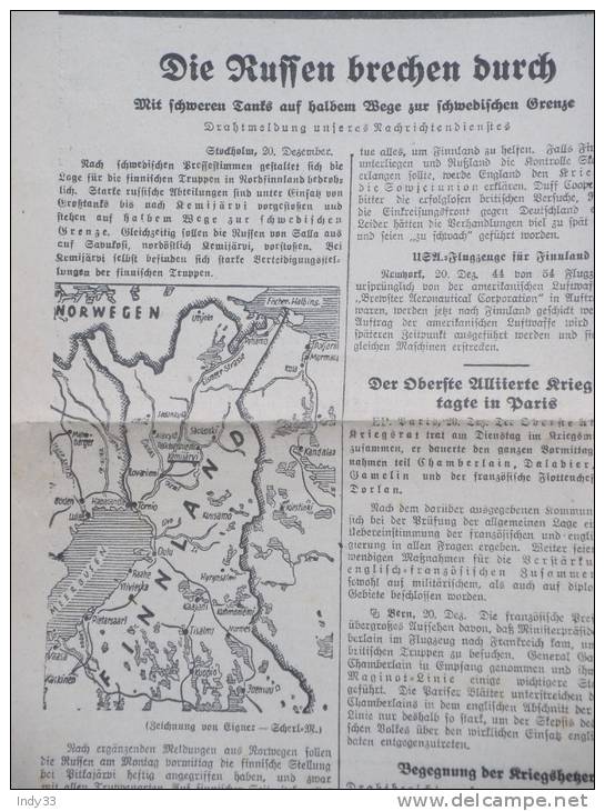 - ALLEMAGNE . MÜNCHENER ZEITUNG . N°354  20/12/1939 - Andere & Zonder Classificatie