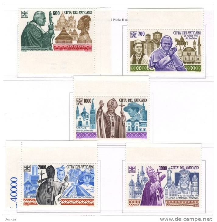 VATICANO - VATIKAN 1994 - VALORI NUOVI ** - Viaggi Di Giovanni Paolo II Nel 1993 - Unused Stamps